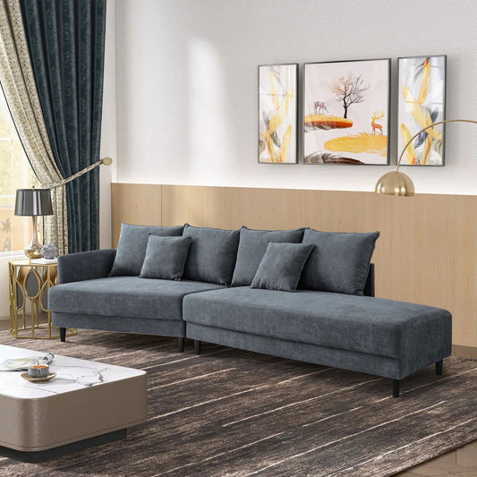 114' Wide Streamlined Sectional Sofa Living Room Sofa With Chaise Longue & 2 Pillows - Quality, Style, and Functionality for Your Home - Just Home Furniture™