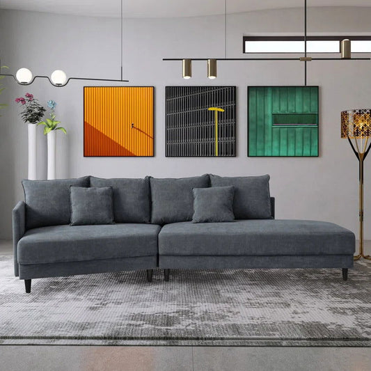 114' Wide Streamlined Sectional Sofa Living Room Sofa With Chaise Longue & 2 Pillows - Quality, Style, and Functionality for Your Home - Just Home Furniture™