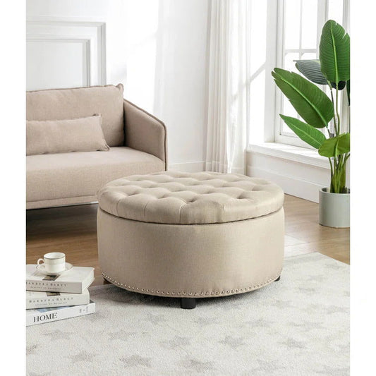 29.9'' Wide Tufted Round Ottoman with Storage - Quality, Style, and Functionality for Your Home - Just Home Furniture™
