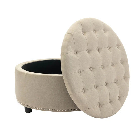 29.9'' Wide Tufted Round Ottoman with Storage - Quality, Style, and Functionality for Your Home - Just Home Furniture™