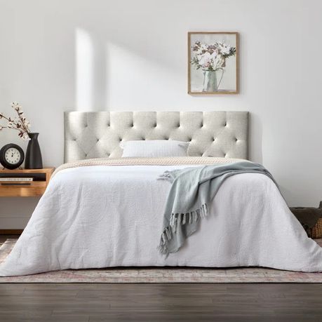 Carlysle Upholstered Headboard in Light Grey Beige - Quality, Style, and Functionality for Your Home - Just Home Furniture™
