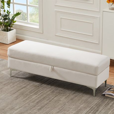 Cresha Flip Top Storage Bench in Cream Velvet - Quality, Style, and Functionality for Your Home - Just Home Furniture™