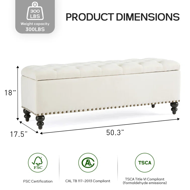 Katz 50.4'' Wide Tufted Rectangle Storage Ottoman - Quality, Style, and Functionality for Your Home - Just Home Furniture™