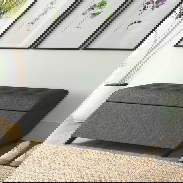 Linen Blend Upholstered Storage Bench - Quality, Style, and Functionality for Your Home - Just Home Furniture™