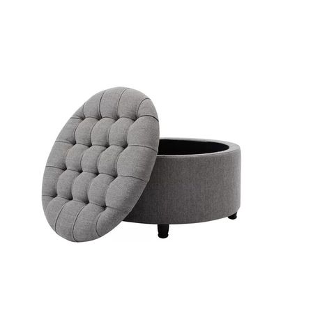 Parker Upholstered Round Storage Ottoman - Quality, Style, and Functionality for Your Home - Just Home Furniture™