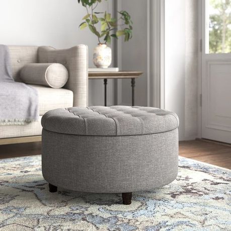 Parker Upholstered Round Storage Ottoman - Quality, Style, and Functionality for Your Home - Just Home Furniture™