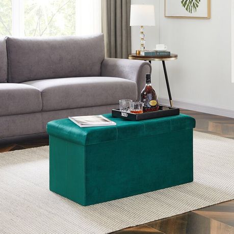 Quinnes Storage Ottoman in Green Velvet - Quality, Style, and Functionality for Your Home - Just Home Furniture™