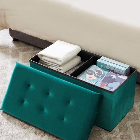 Quinnes Storage Ottoman in Green Velvet - Quality, Style, and Functionality for Your Home - Just Home Furniture™