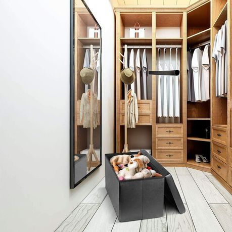 Quinnes Vegan Black Leather Storage Ottoman - Quality, Style, and Functionality for Your Home - Just Home Furniture™