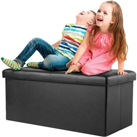 Quinnes Vegan Black Leather Storage Ottoman - Quality, Style, and Functionality for Your Home - Just Home Furniture™
