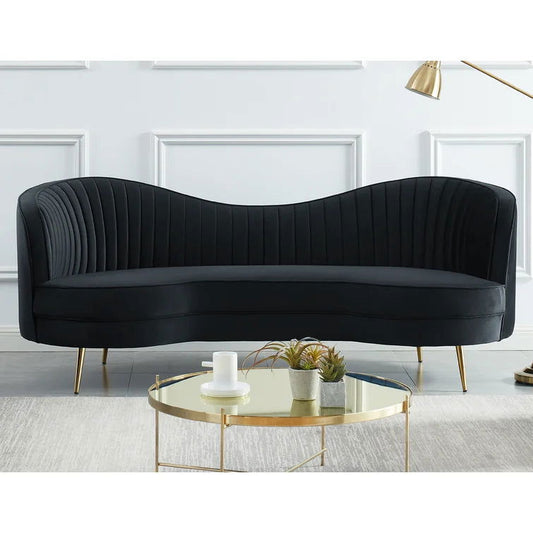 Sagatov Velvet Square Arm Curved Loveseat - Quality, Style, and Functionality for Your Home - Just Home Furniture™