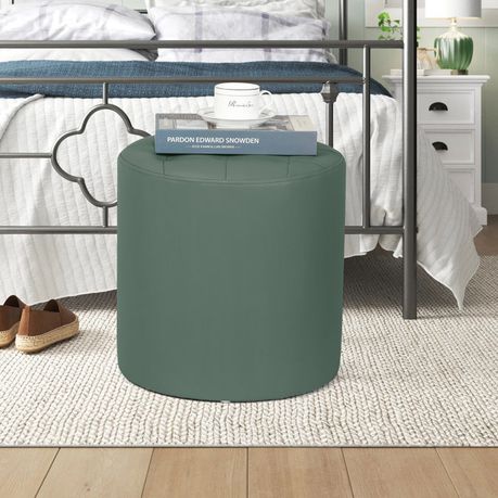 Vegan Leather Round Ottoman - Quality, Style, and Functionality for Your Home - Just Home Furniture™