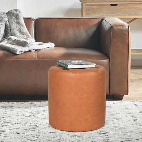Vegan Leather Round Ottoman - Quality, Style, and Functionality for Your Home - Just Home Furniture™