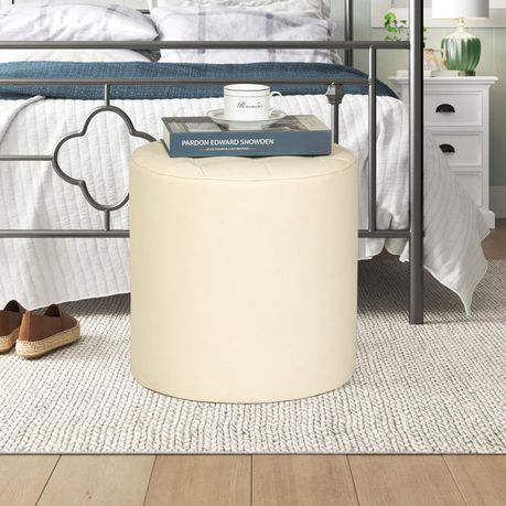 Vegan Leather Round Ottoman - Quality, Style, and Functionality for Your Home - Just Home Furniture™