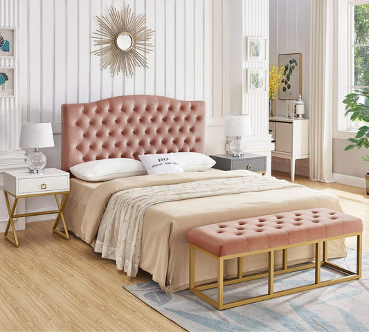 24KF Velvet Upholstered Tufted Button Queen Headboard - Quality, Style, and Functionality for Your Home - Just Home Furniture™