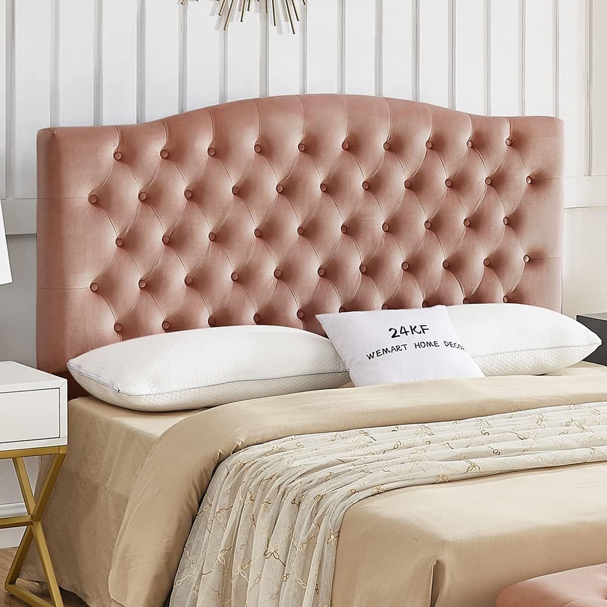 24KF Velvet Upholstered Tufted Button Queen Headboard - Quality, Style, and Functionality for Your Home - Just Home Furniture™