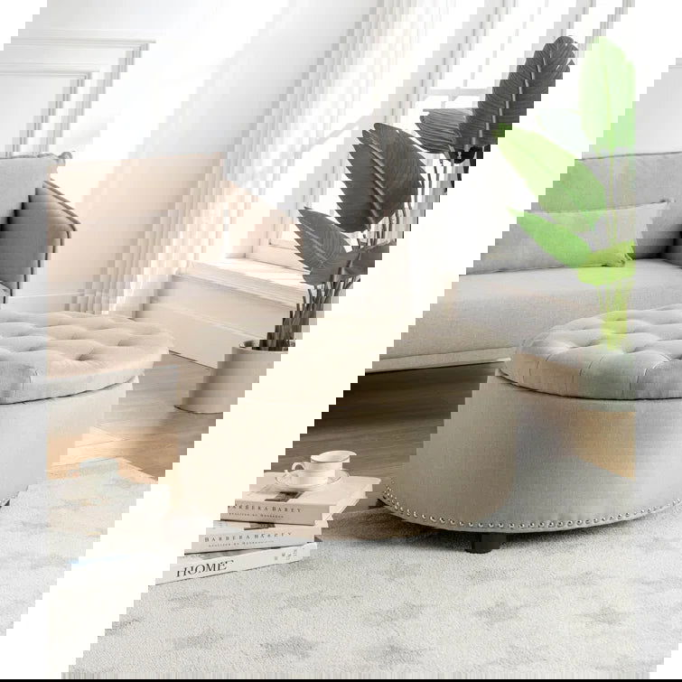 29.9'' Wide Tufted Round Ottoman with Storage - Quality, Style, and Functionality for Your Home - Just Home Furniture™