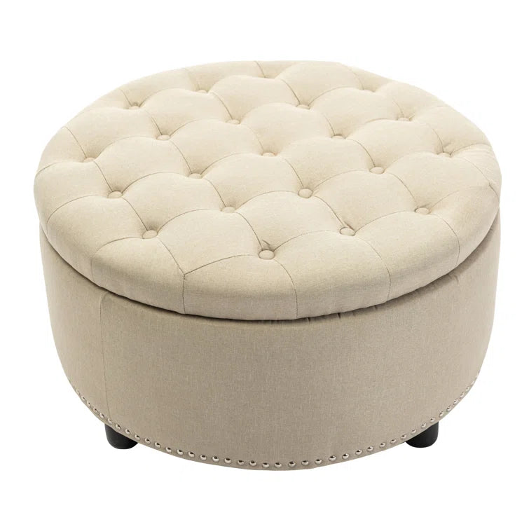 29.9'' Wide Tufted Round Ottoman with Storage - Quality, Style, and Functionality for Your Home - Just Home Furniture™