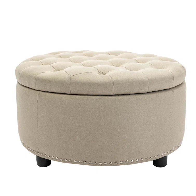 29.9'' Wide Tufted Round Ottoman with Storage - Quality, Style, and Functionality for Your Home - Just Home Furniture™