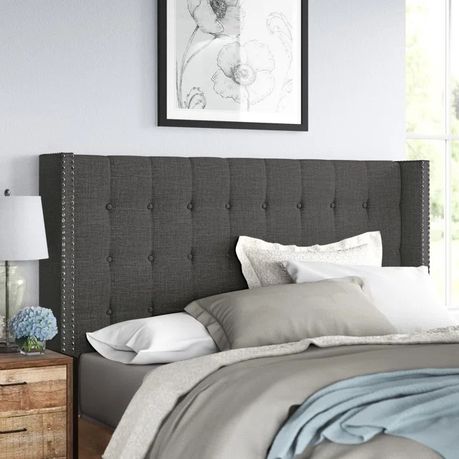 Achenbach Upholstered Headboard in Dark Grey Beige - Quality, Style, and Functionality for Your Home - Just Home Furniture™