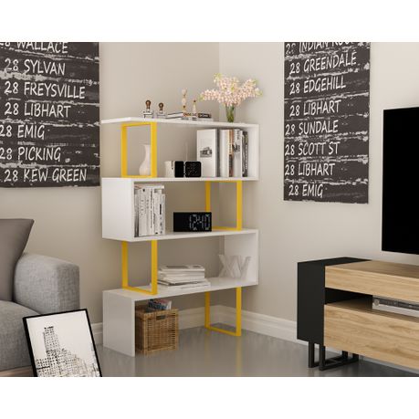 Adriana Tall Metal Wood Geometric Bookcase - Quality, Style, and Functionality for Your Home - Just Home Furniture™