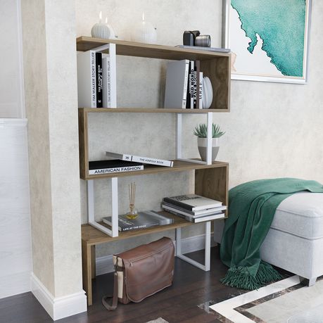 Adriana Tall Metal Wood Geometric Bookcase - Quality, Style, and Functionality for Your Home - Just Home Furniture™