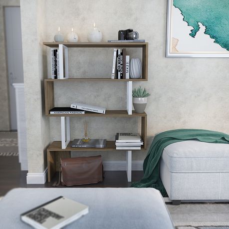 Adriana Tall Metal Wood Geometric Bookcase - Quality, Style, and Functionality for Your Home - Just Home Furniture™