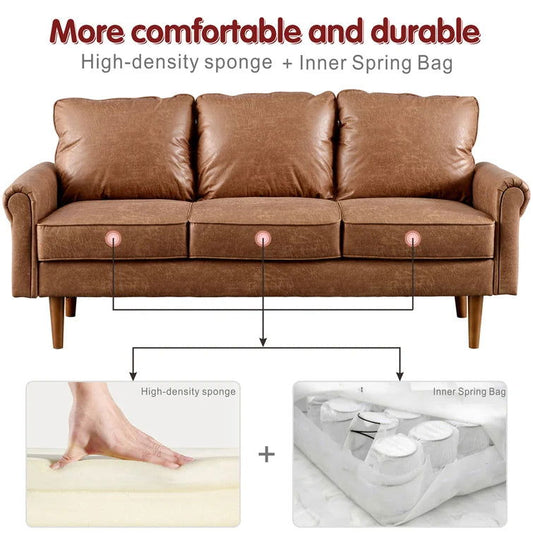 Ainsley 73.6'' Vegan Leather Sofa - Quality, Style, and Functionality for Your Home - Just Home Furniture™