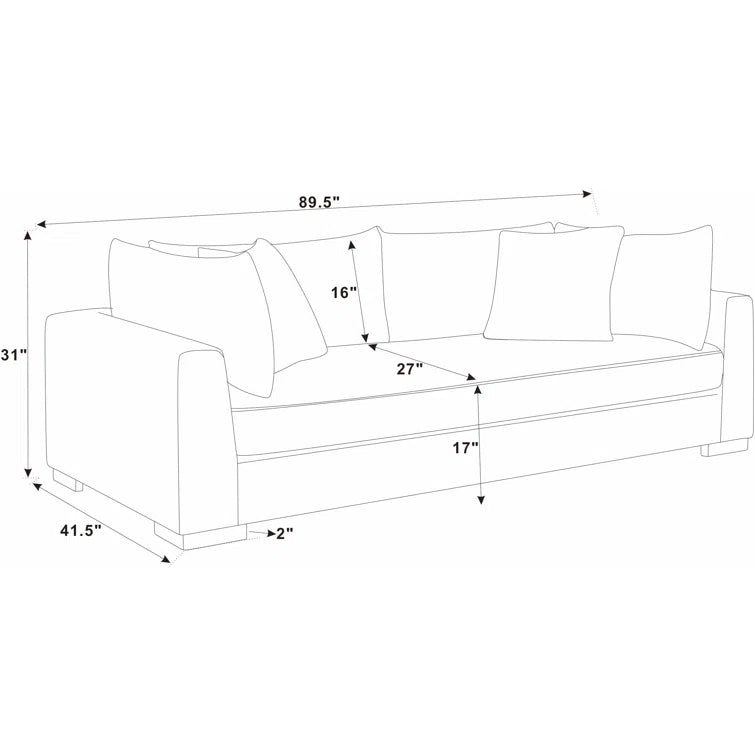 Alcantara 89.5" Square Arm Sofa - Quality, Style, and Functionality for Your Home - Just Home Furniture™