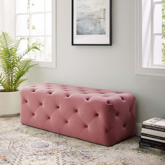 Amour 48" Tufted Button Entryway Performance Velvet Bench in Dusty Rose - Quality, Style, and Functionality for Your Home - Just Home Furniture™