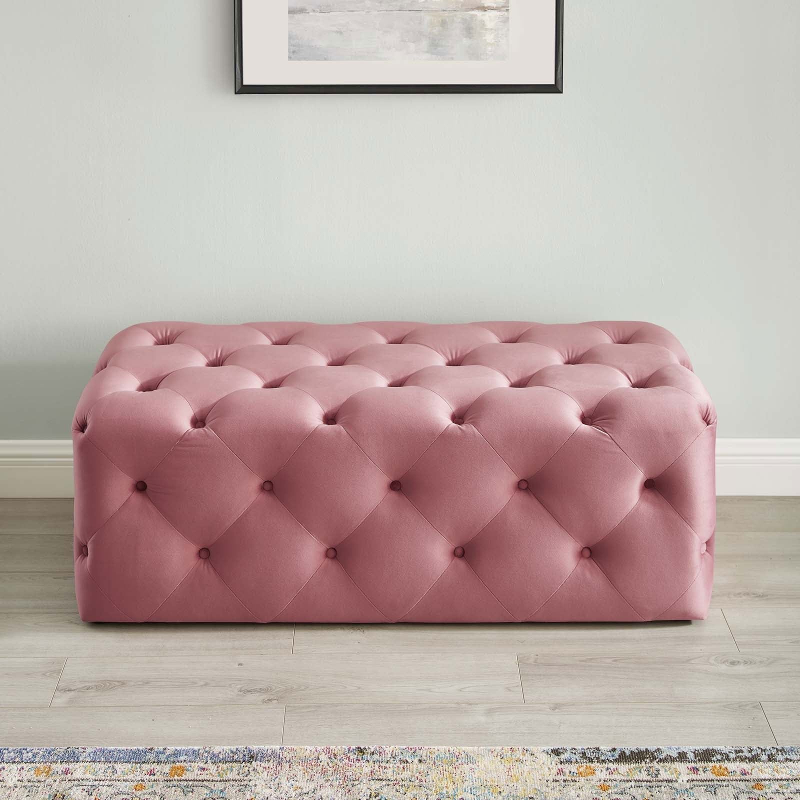Amour 48" Tufted Button Entryway Performance Velvet Bench in Dusty Rose - Quality, Style, and Functionality for Your Home - Just Home Furniture™