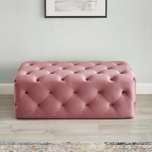 Amour 48" Tufted Button Entryway Performance Velvet Bench in Dusty Rose - Quality, Style, and Functionality for Your Home - Just Home Furniture™