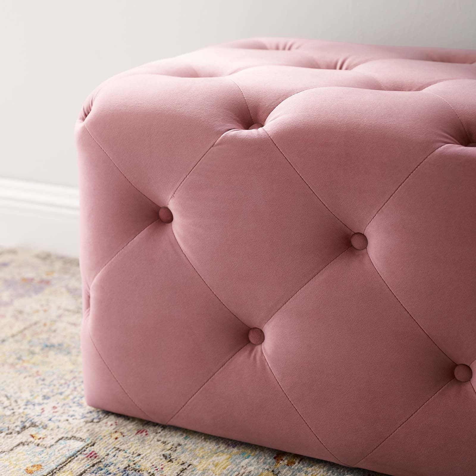 Amour 48" Tufted Button Entryway Performance Velvet Bench in Dusty Rose - Quality, Style, and Functionality for Your Home - Just Home Furniture™