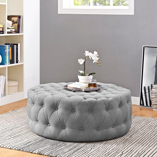 Amour Upholstered Fabric Ottoman in Light Gray - Quality, Style, and Functionality for Your Home - Just Home Furniture™