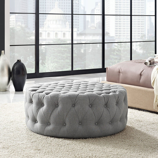Amour Upholstered Fabric Ottoman in Light Gray - Quality, Style, and Functionality for Your Home - Just Home Furniture™