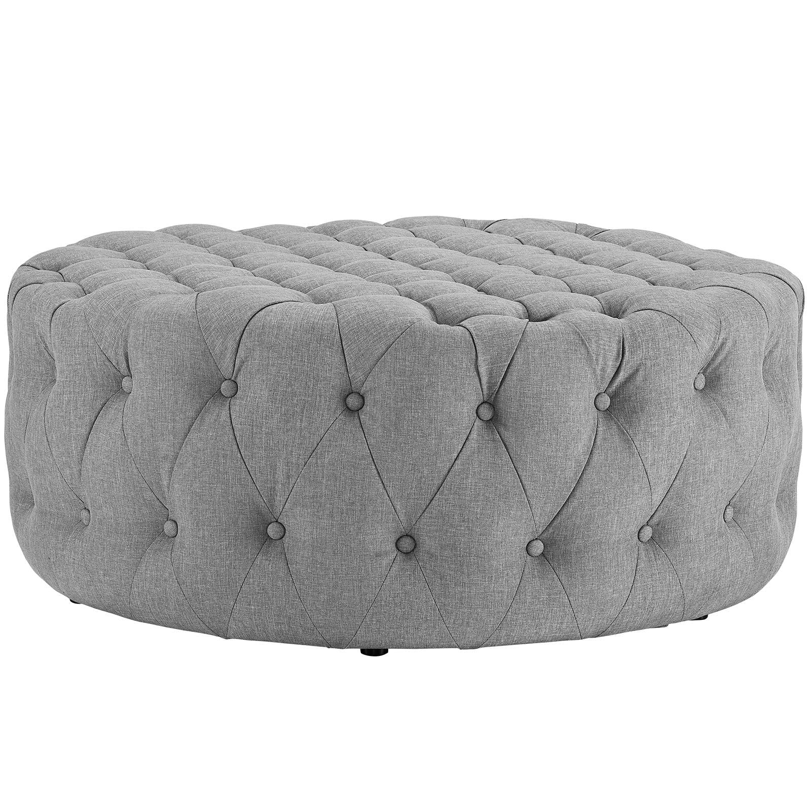 Amour Upholstered Fabric Ottoman in Light Gray - Quality, Style, and Functionality for Your Home - Just Home Furniture™