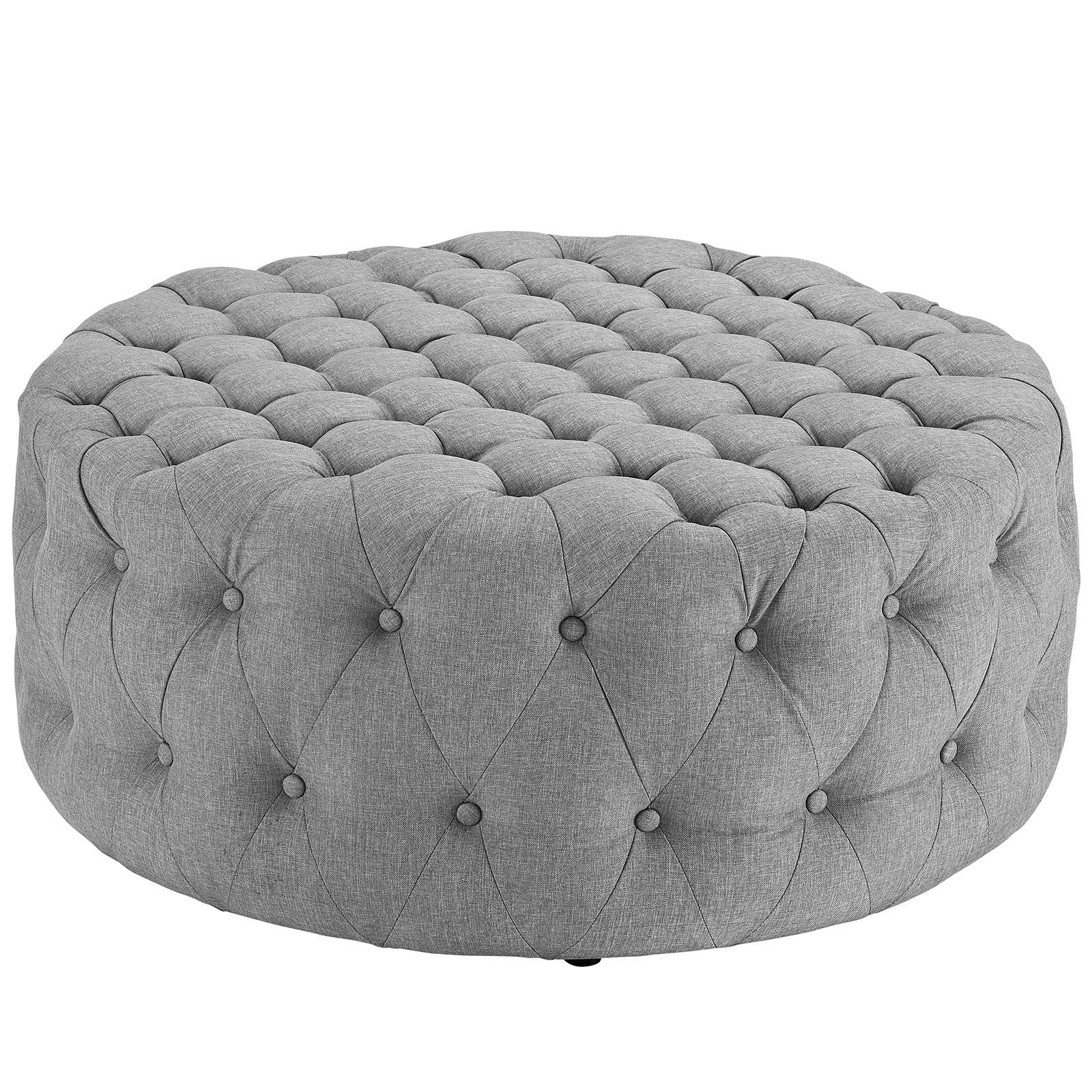Amour Upholstered Fabric Ottoman in Light Gray - Quality, Style, and Functionality for Your Home - Just Home Furniture™