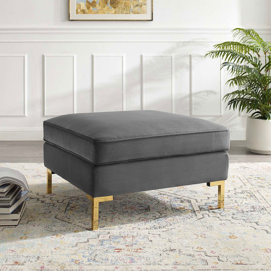 Ardent Performance Velvet Ottoman in Gray - Quality, Style, and Functionality for Your Home - Just Home Furniture™