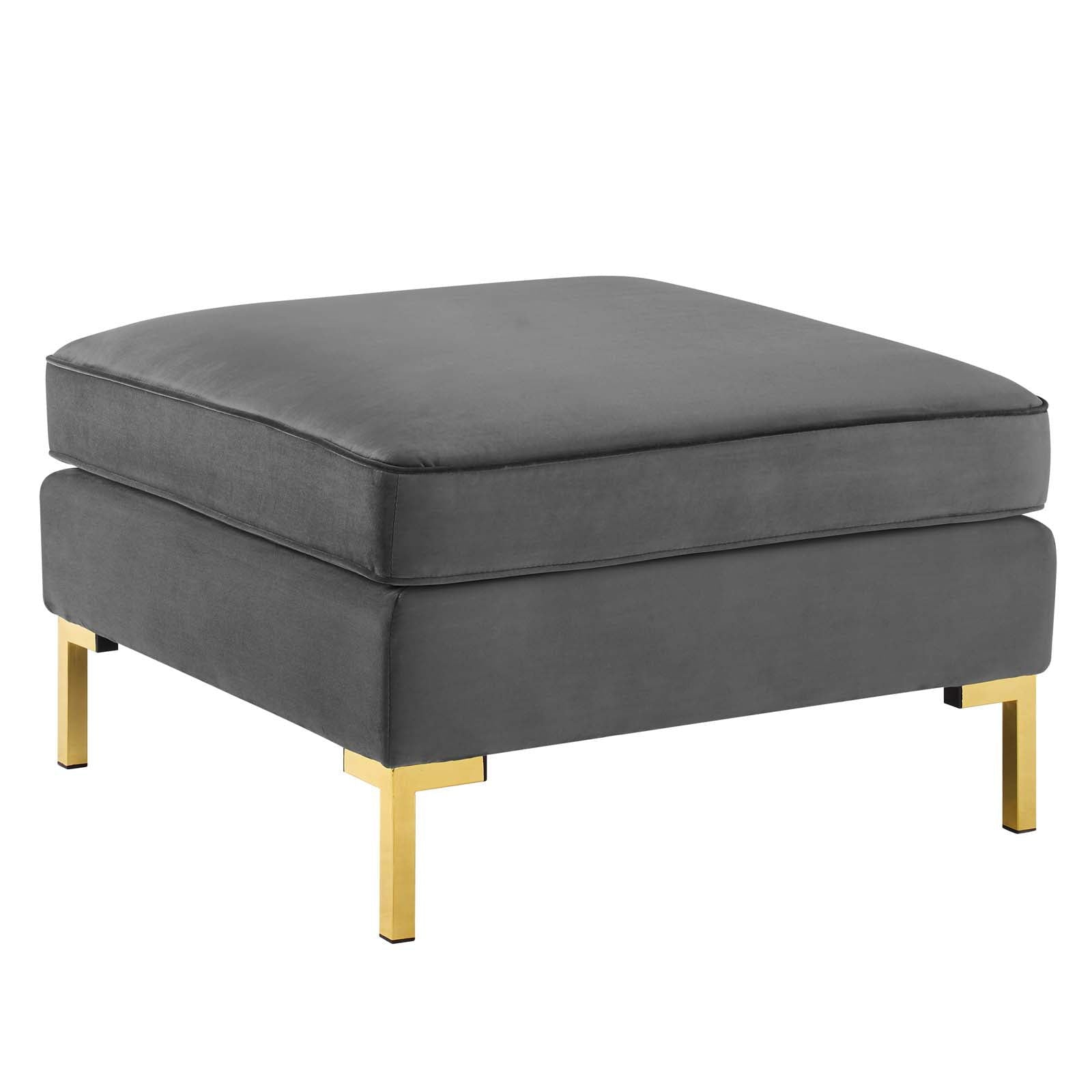 Ardent Performance Velvet Ottoman in Gray - Quality, Style, and Functionality for Your Home - Just Home Furniture™