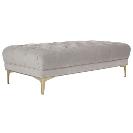 Bek Tufted Rectangular Bench in Grey Velvet - Quality, Style, and Functionality for Your Home - Just Home Furniture™