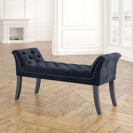 Bernarr Upholstered Bench in Black Velvet - Quality, Style, and Functionality for Your Home - Just Home Furniture™