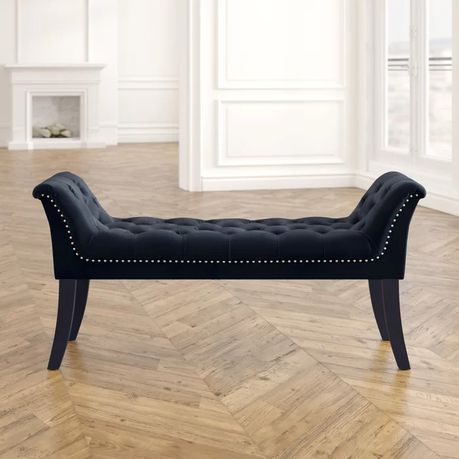 Bernarr Upholstered Bench in Black Velvet - Quality, Style, and Functionality for Your Home - Just Home Furniture™