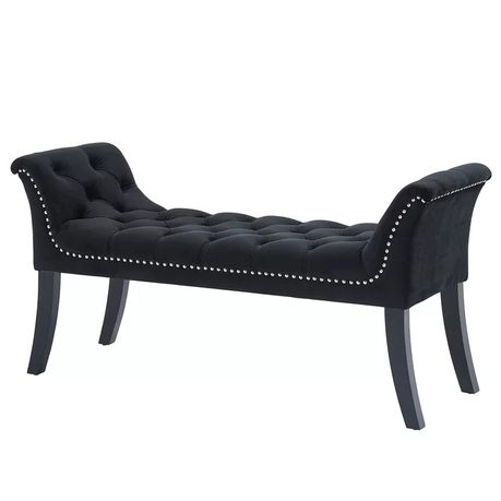 Bernarr Upholstered Bench in Black Velvet - Quality, Style, and Functionality for Your Home - Just Home Furniture™