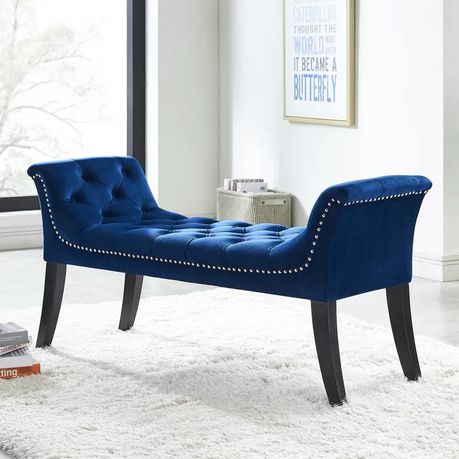 Bernarr Upholstered Bench in Blue Velvet - Quality, Style, and Functionality for Your Home - Just Home Furniture™
