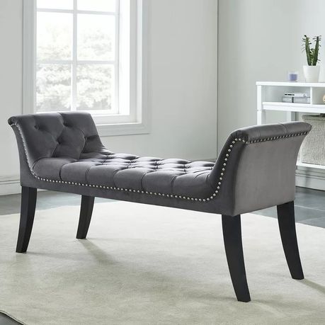 Bernarr Upholstered Bench in Grey Velvet - Quality, Style, and Functionality for Your Home - Just Home Furniture™