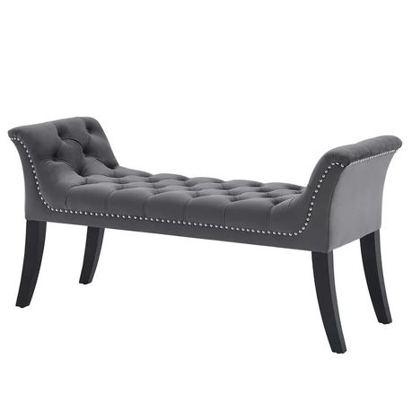 Bernarr Upholstered Bench in Grey Velvet - Quality, Style, and Functionality for Your Home - Just Home Furniture™