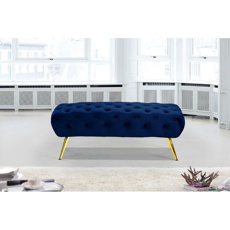 Bowdoin Upholstered Bench in Blue Velvet - Quality, Style, and Functionality for Your Home - Just Home Furniture™