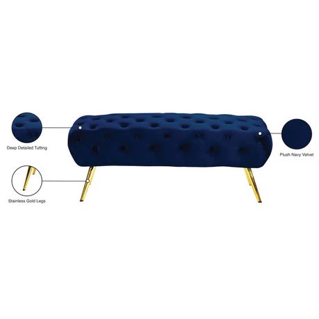 Bowdoin Upholstered Bench in Blue Velvet - Quality, Style, and Functionality for Your Home - Just Home Furniture™