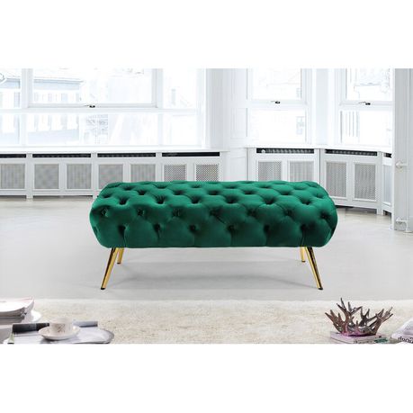 Bowdoin Upholstered Bench in Green Velvet - Quality, Style, and Functionality for Your Home - Just Home Furniture™