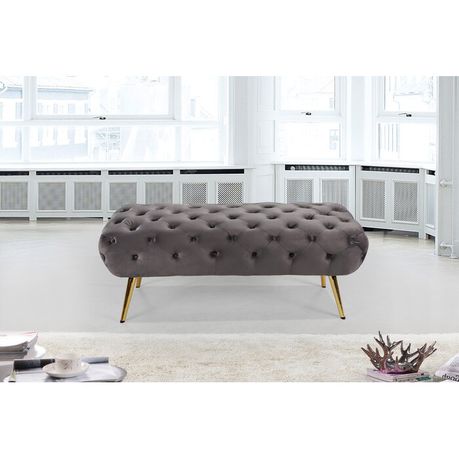 Bowdoin Upholstered Bench in Grey Velvet - Quality, Style, and Functionality for Your Home - Just Home Furniture™